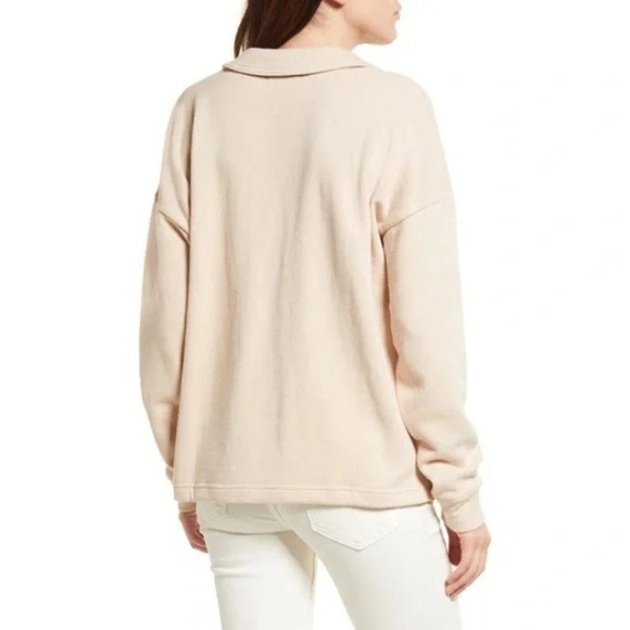 MADEWELL Cotton-Hemp Oversized Polo Sweatshirt in Avalon‎ Pink XXS - Picture 5 of 12